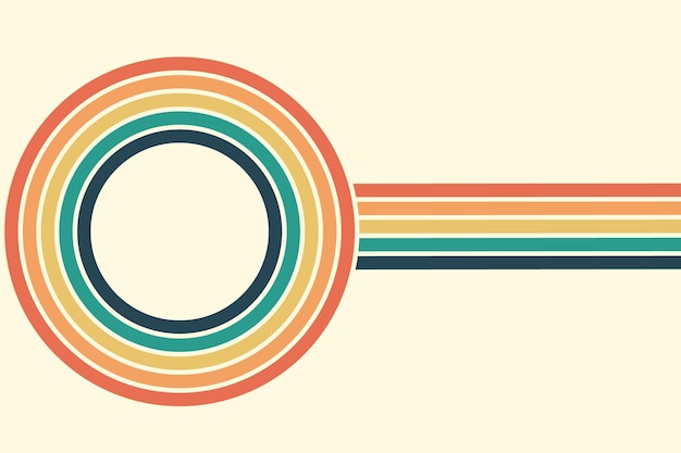 Абстрактный фон радужного заводного дизайна волнистой линии в стиле хиппи 1970-х годов. Векторный узор r
