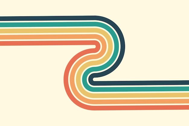 abstract background of rainbow groovy wavy line design in 1970s hippie retro style