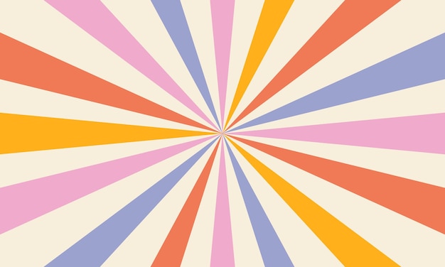 Abstract background of rainbow stripes in the style of 60s 70s Vintage groovy retro background