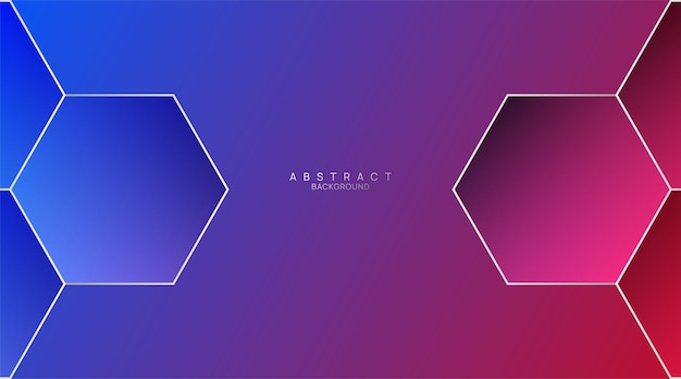 Abstract background red blue gradient with hexagonal