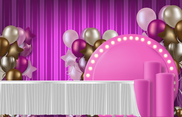 Abstract background of romantic pink anniversary party concept