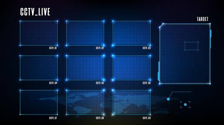 Vector abstract background of sci fi cctv security camera frame hud ui