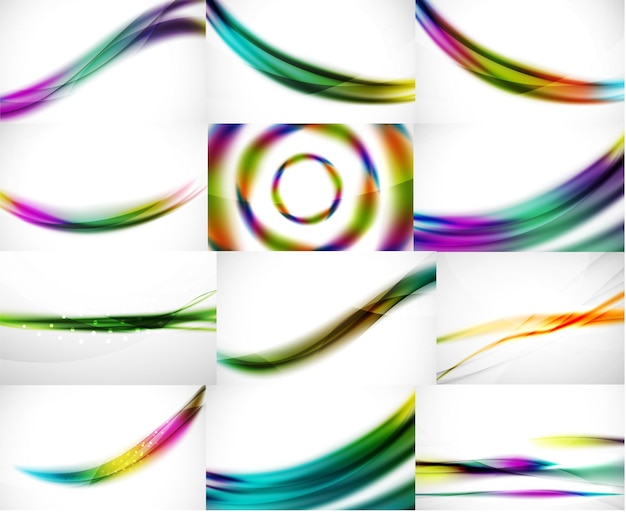 Abstract background set blurred wave templates Vector