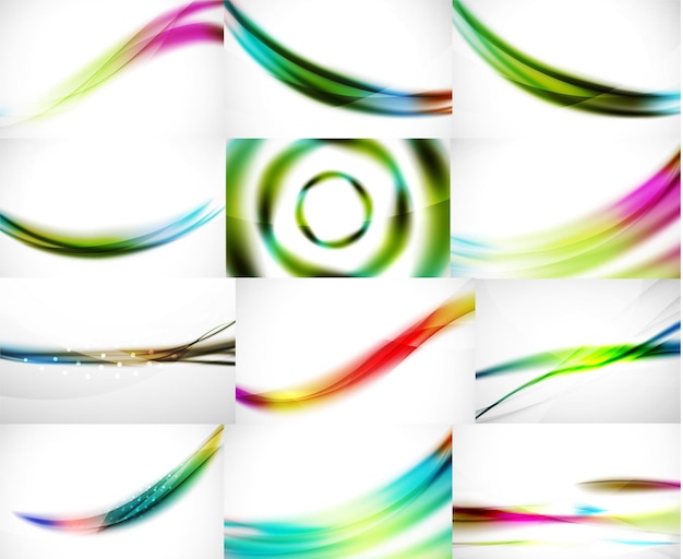 Vector abstract background set blurred wave templates vector