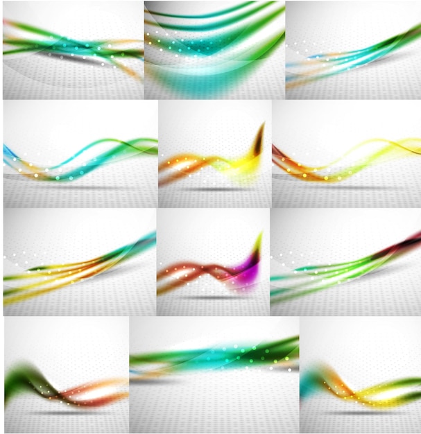 Abstract background set blurred wave templates vector