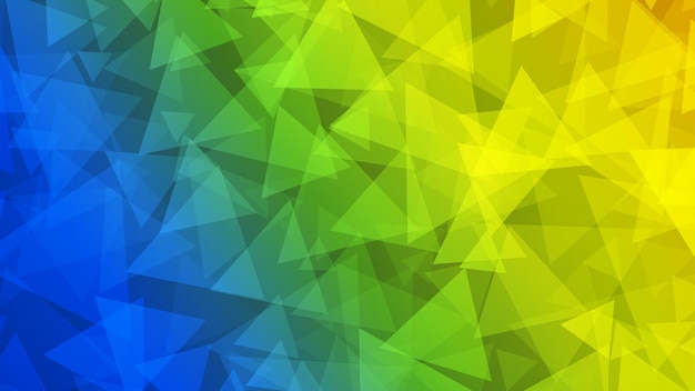 Abstract background of small triangles in yellow, green and blue colors