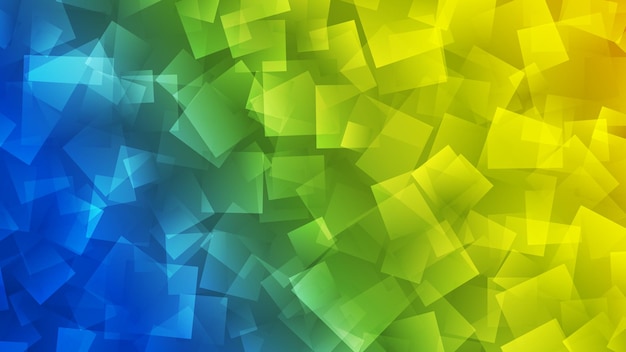 Abstract background of squares in blue green and yellow colors