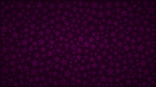 Abstract background of stars of different sizes in dark purple colors