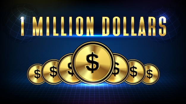 Vector abstract background of stock market 1 million dollars and golden dollar coin