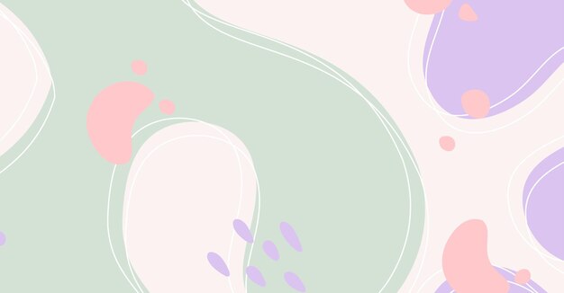 Vector abstract background various shapes and doodle objects pastel color