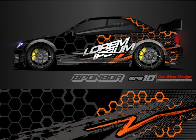 Abstract background vector for racing car wrap design and vehicle livery