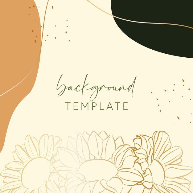 Abstract background vector template with geometric shapes and sunflowers Good for social media