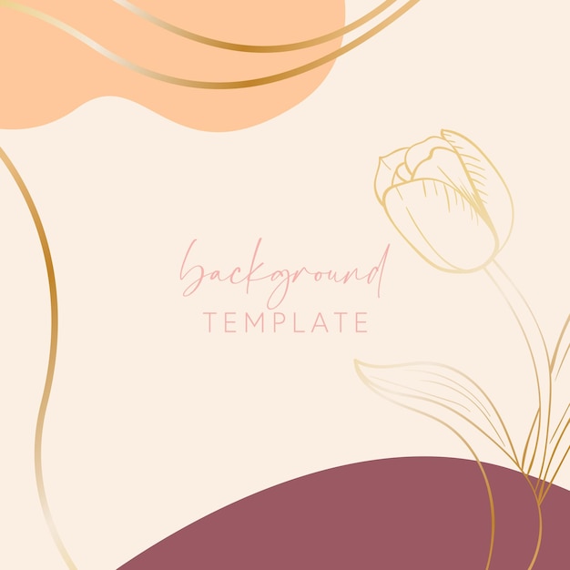 Abstract background vector template with geometric shapes and tulip flower Good for social media