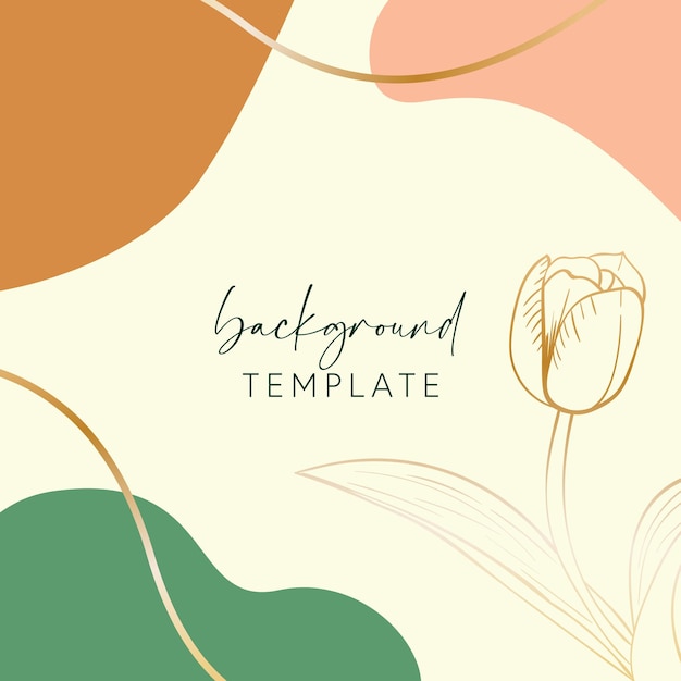 Abstract background vector template with geometric shapes and tulip flower Good for social media