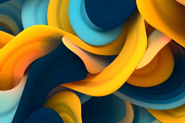 Vector abstract background wallpaper with blue and yellow colorful waves pattern