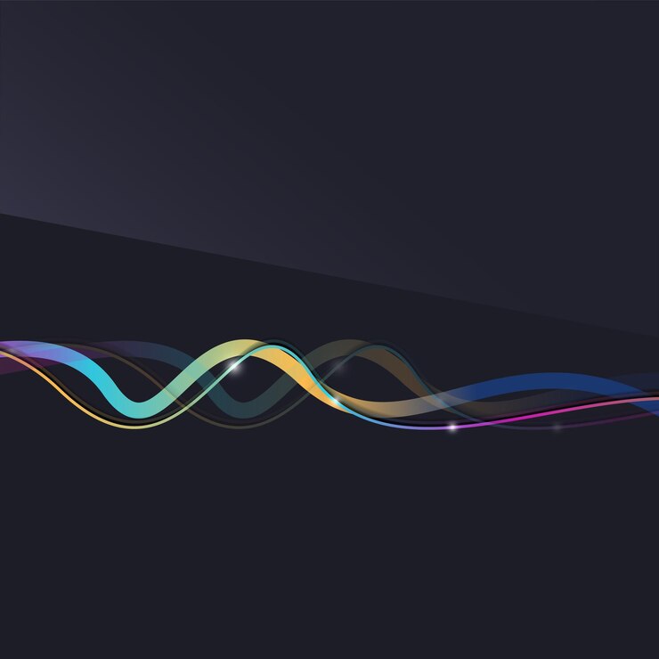 Vector abstract background wavy colorful swirly line on dark backdrop