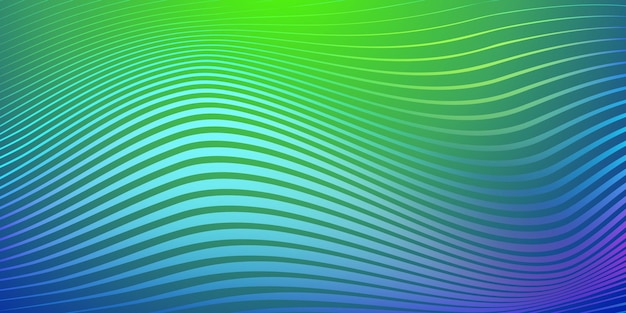 Abstract background of wavy lines in green and blue colors