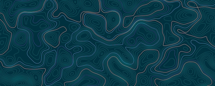 Vector 抽象的な背景 波状の地形線 輪郭 地理地図 シームレスなパターンとバナーデザイン