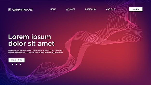 Abstract background website Landing Page Template for websites or apps Modern design Abstract vector style line and particles Curved wavy line smooth stripe Vector Vector Illustration