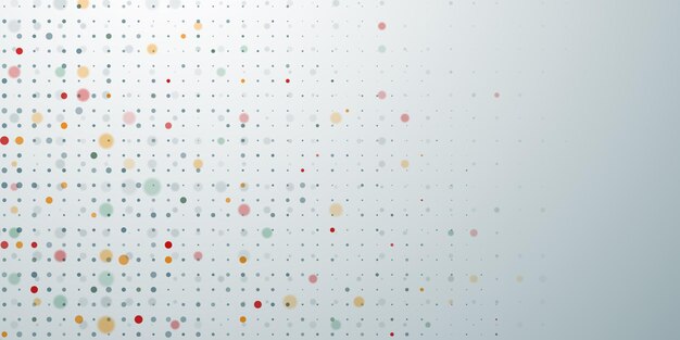 Abstract background in white colors made of big and small colored dots