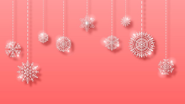 Abstract Background Winter Snowflakes witgh Shadows Vector Design Style Template