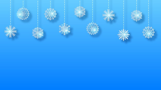 Abstract Background Winter Snowflakes witgh Shadows Vector Design Style Template