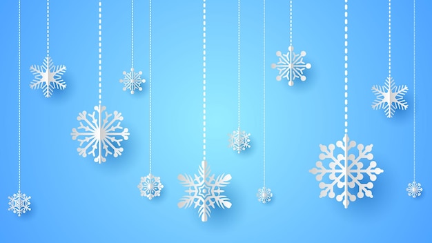 Abstract Background Winter Snowflakes witgh Shadows Vector Design Style Template