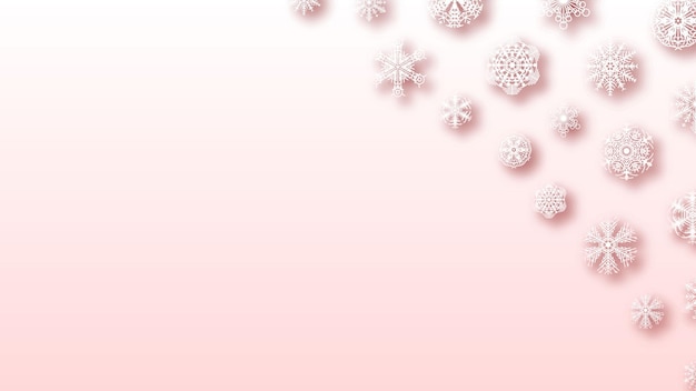 Vector abstract background winter snowflakes with shadows vector design style template