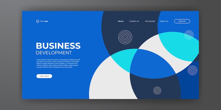 Vector 방문 페이지에 대한 3d 그라데이션이 있는 추상적인 배경. 동적 모양 구성으로 기하학적 배경입니다. 현대적인 모양과 간단한 기술 개념을 사용한 방문 페이지 배경 템플릿 디자인