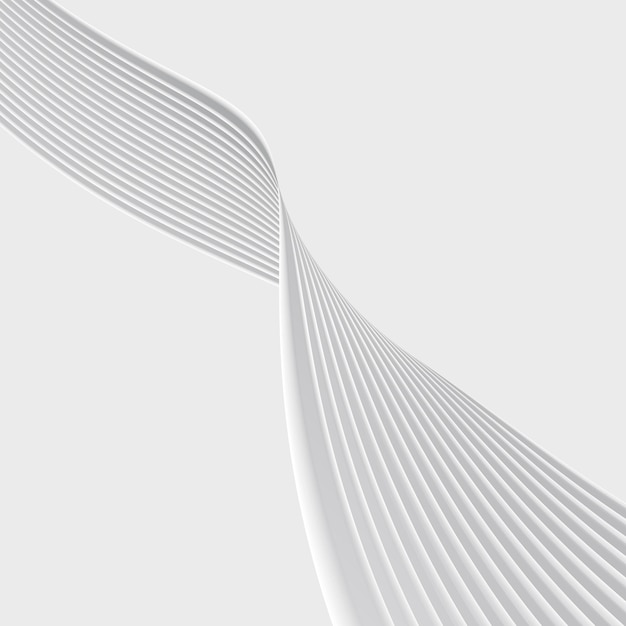 Abstract background with 3D white stripe in perspective wave made of lined surface in white cyber