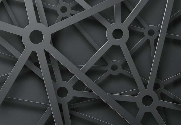 Абстрактный фон с узором паутины от механизмов на черном.