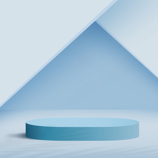 Abstract background with blue color geometric 3d podiums. Vector illustration