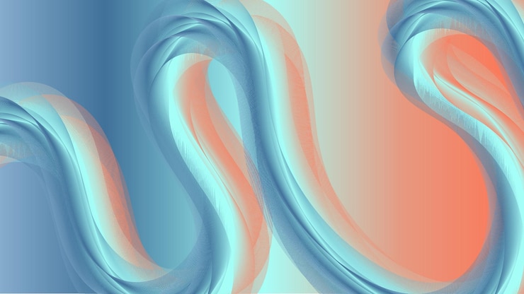 Vector abstract background with blue orange and green wavy lines