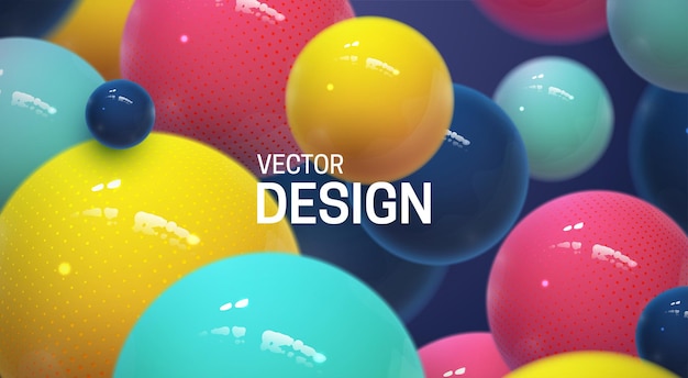 Abstract background with bouncing multicolored 3d spheres