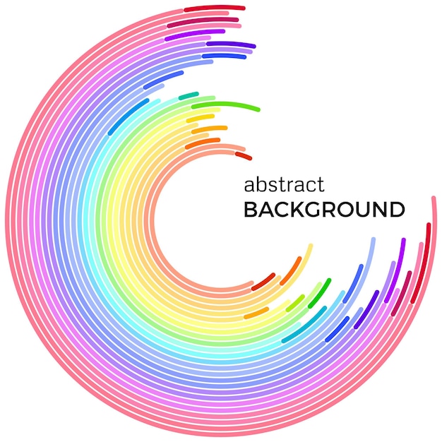 Abstract background with bright rainbow colorful lines colored circles with place for your text