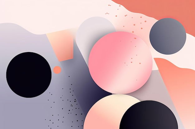 Abstract background with circles and shapes in pink blue and black