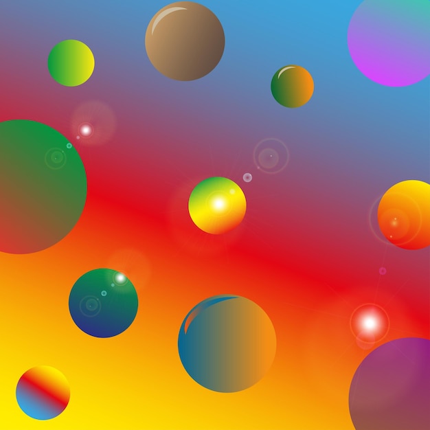 Abstract background with cluster of spheres Multicolored bubbles on a blueorange background Vector illustration of multicolored balloons Modern trendy banner or poster design Vector illustration