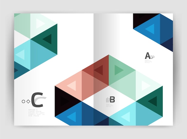 Sfondio astratto con triangoli di colore sfondo di stampa del rapporto annuale progettazione vettoriale per il diagramma di layout del flusso di lavoro opzioni di numero o web design