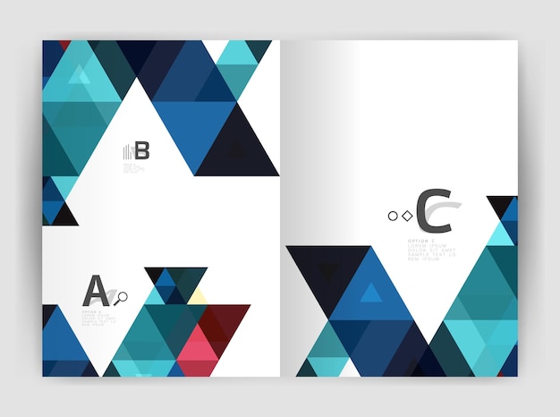 Sfondio astratto con triangoli di colore sfondo di stampa del rapporto annuale progettazione vettoriale per il diagramma di layout del flusso di lavoro opzioni di numero o web design