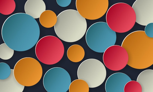 Vector abstract background with colored circles and shadows