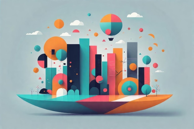 Vector abstract background with colorful buildings abstract background with colorful buildings 3d rend