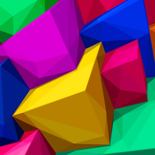 Abstract background with colorful cubes and triangular shadows