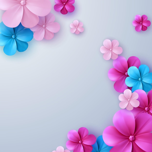 Abstract background with colorful paper flowers