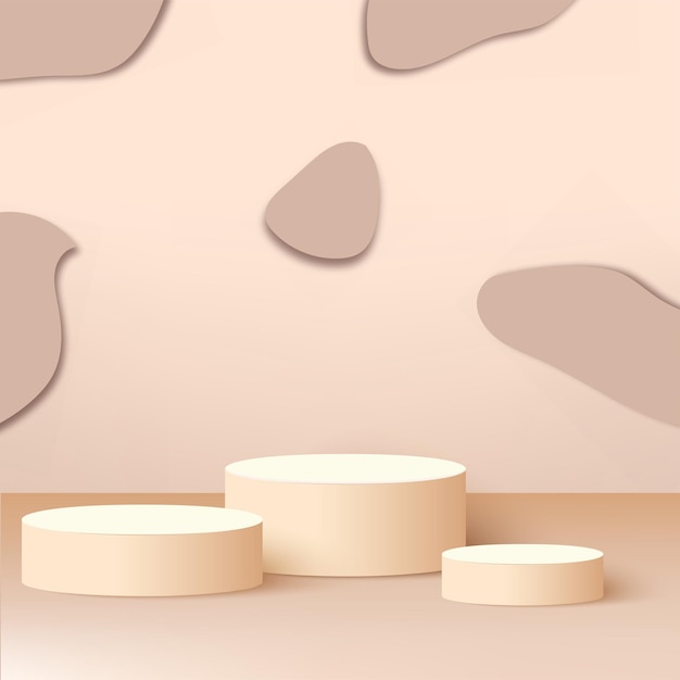 クリーム色の幾何学的な3d表彰台と抽象的な背景。ベクトルイラスト