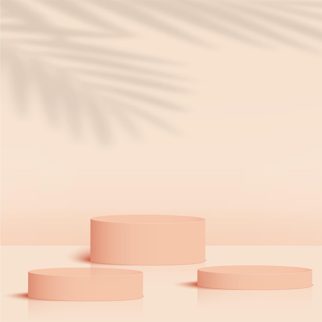 크림 색의 추상적인 배경, 기하학적 3D 포디움, 터 일러스트레이션