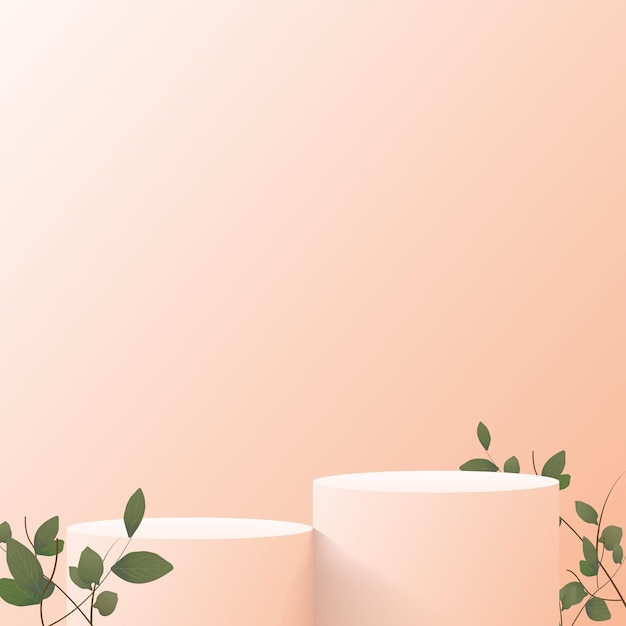 クリーム色の抽象的な背景 幾何学的な3Dポディウム ベクトルイラスト
