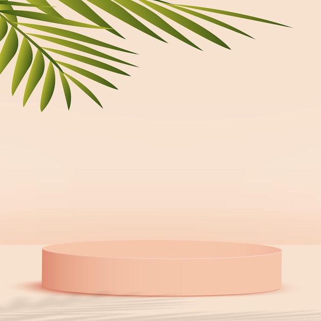크림색 기하학적 3d 연단이 있는 추상적인 배경. 벡터 일러스트 레이 션.