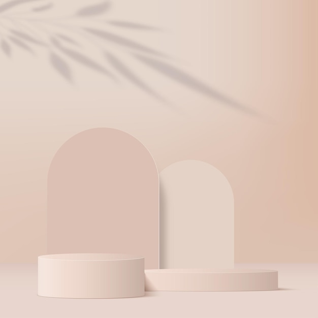 Abstract background with cream color podium for presentation Vector