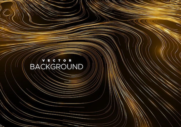 Abstract background with curled linear golden pattern