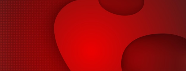 Vector abstract background with curved shapes and halftone dots in red colors